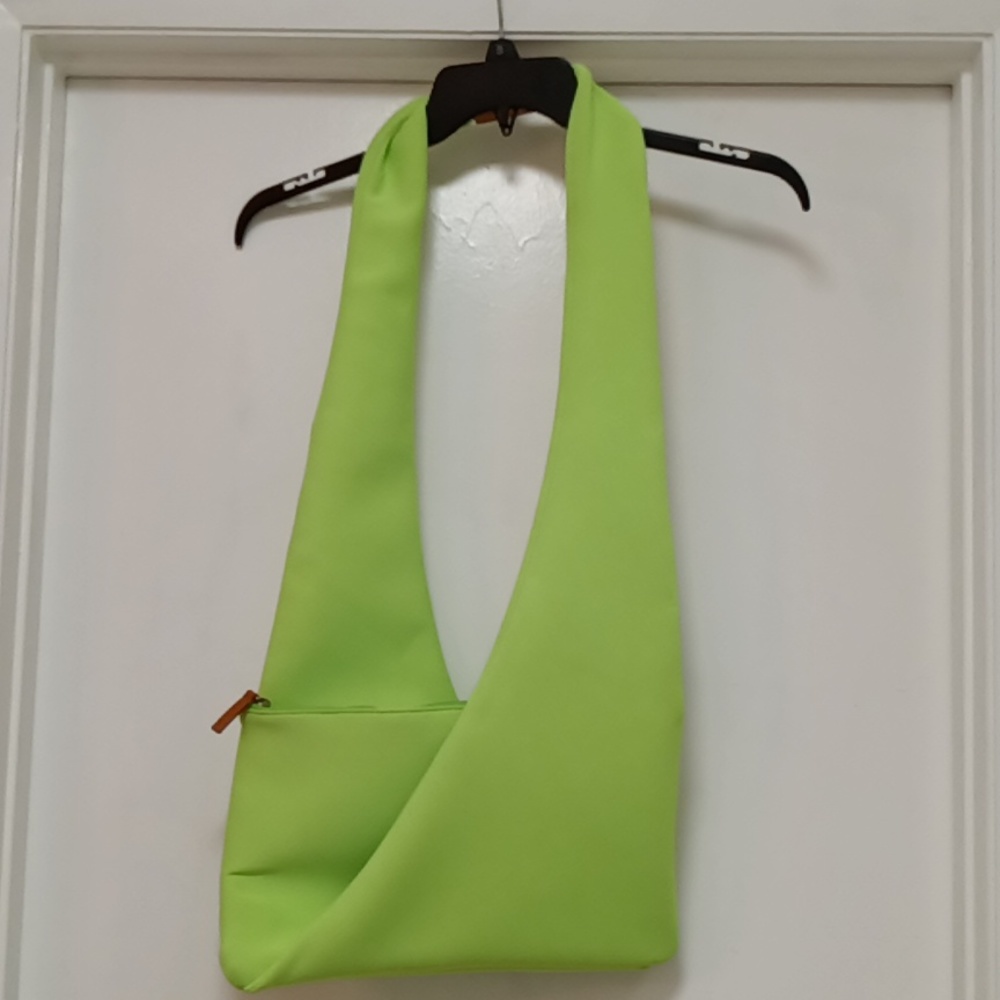 MM6 MAISON MARGELA Neoprene Shoulder Bag Zipped Slouchy Neon Green Italy